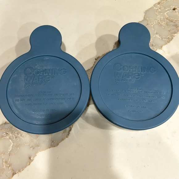 2 Lot of White French Corning Ware F-16-B 500 ml w/ Blue Lid - Picture 2 of 6